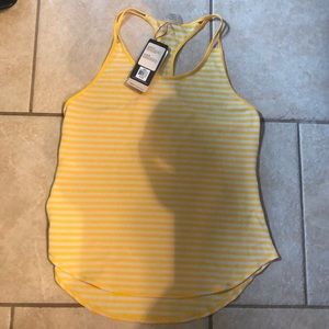 Yellow and white razor back tank